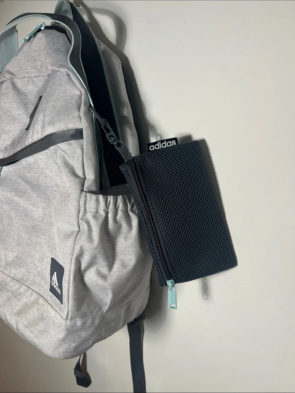 adidas Light Gray Backpack with Mint Blue Accents - Picture 4 of 11